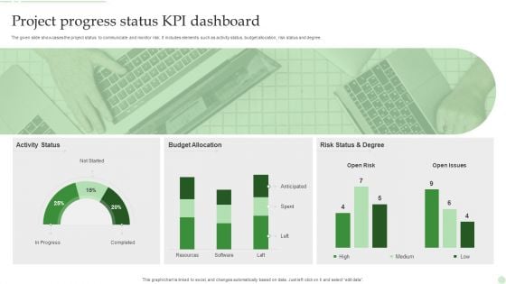 Project Progress Status KPI Dashboard Ppt PowerPoint Presentation File Themes PDF