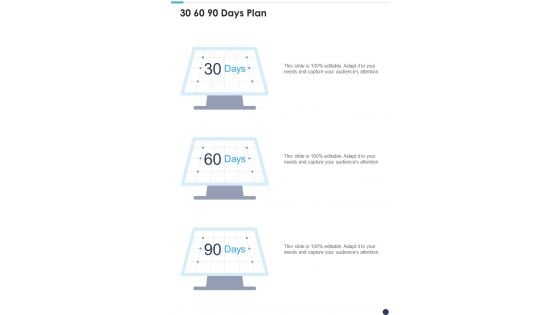 Project Proposal For Solar Panel Sales 30 60 90 Days Plan One Pager Sample Example Document