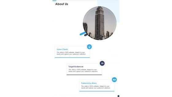 Project Proposal For Solar Panel Sales About Us One Pager Sample Example Document