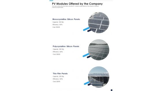 Project Proposal For Solar Panel Sales PV Modules Offered One Pager Sample Example Document Project Proposal For Solar Panel Sales PV Modules Offered One Pager Sample Example Document