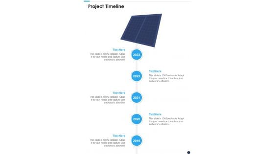 Project Proposal For Solar Panel Sales Project Timeline One Pager Sample Example Document