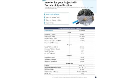 Project Proposal Solar Panel Sales Inverter Your Project Technical One Pager Sample Example Document Project Proposal Solar Panel Sales Inverter Your Project Technical One Pager Sample Example Document