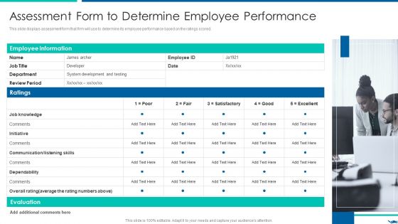 Project QA Through Agile Methodology IT Assessment Form To Determine Employee Professional PDF