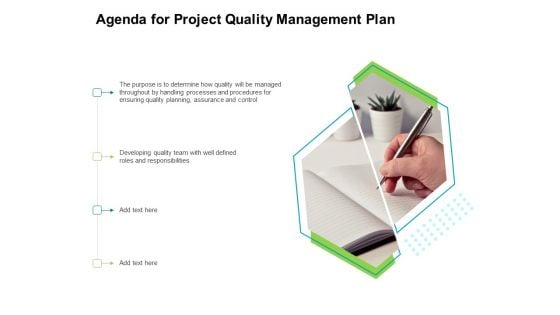 Project Quality Management Plan Agenda For Project Quality Management Plan Background PDF