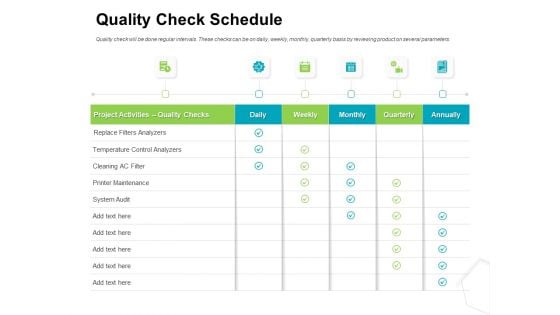 Project Quality Management Plan Quality Check Schedule Ppt Portfolio Clipart PDF