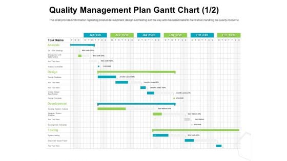 Project Quality Management Plan Quality Management Plan Gantt Chart Design Template PDF