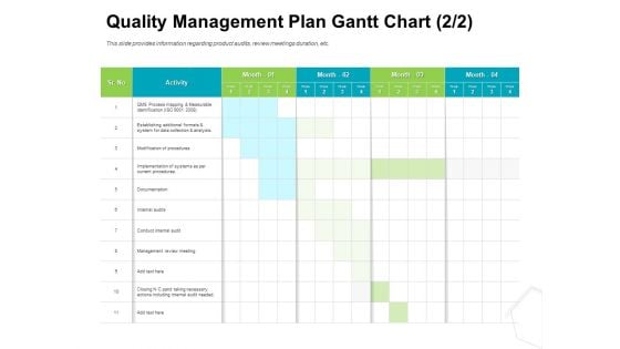 Project Quality Management Plan Quality Management Plan Gantt Chart Graphics PDF