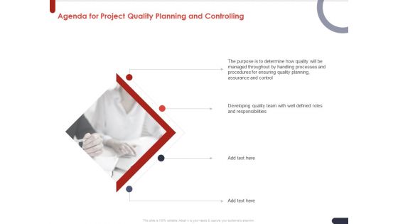 Project Quality Planning And Controlling Agenda For Project Quality Planning And Controlling Diagrams PDF