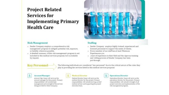 Project Related Services For Implementing Primary Health Care Ppt Professional Design Templates PDF