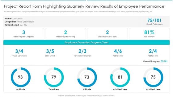 Project Report Form Highlighting Quarterly Review Results Of Employee Performance Brochure PDF Project Report Form Highlighting Quarterly Review Results Of Employee Performance Brochure PDF