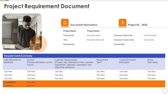 Project Requirement Document Ppt Gallery Graphics Example PDF