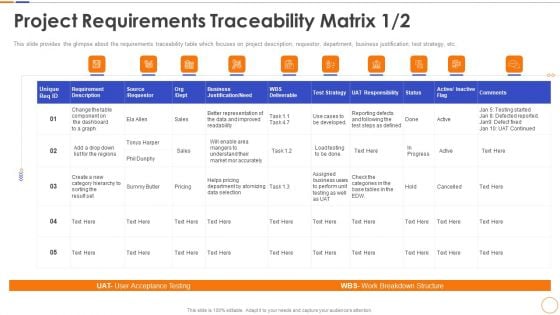 Project Requirements Traceability Matrix Strategy Diagrams PDF