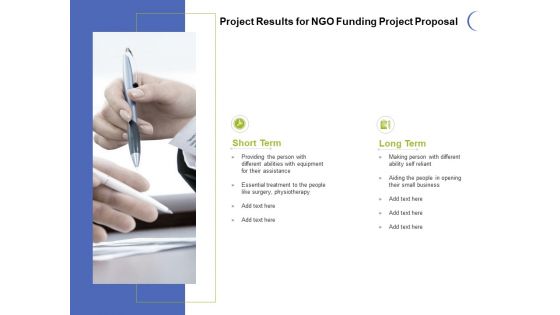 Project Results For NGO Funding Project Proposal Ppt PowerPoint Presentation Professional Information