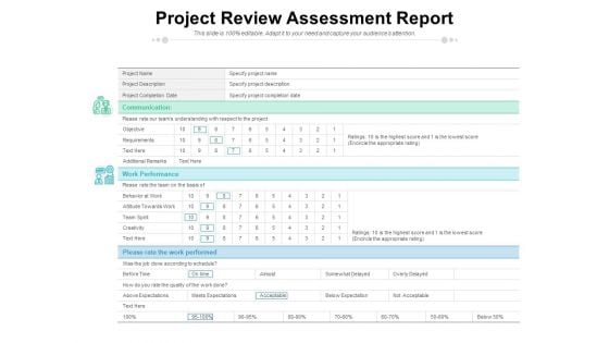 Project Review Assessment Report Ppt PowerPoint Presentation Gallery Graphics Download PDF