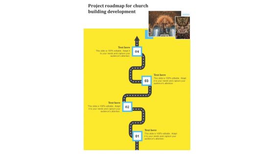 Project Roadmap For Church Building Development One Pager Sample Example Document