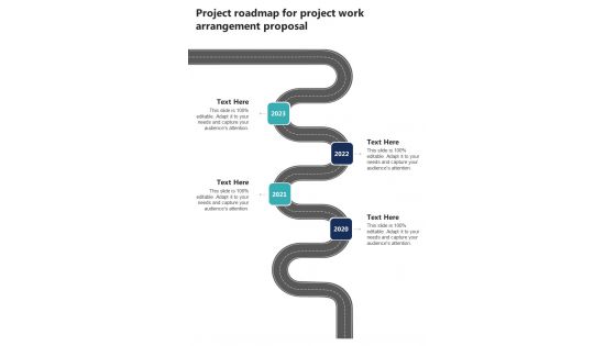 Project Roadmap For Project Work Arrangement Proposal One Pager Sample Example Document