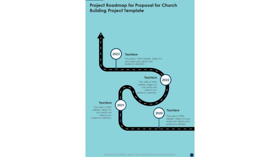 Project Roadmap For Proposal For Church Building Project Template One Pager Sample Example Document