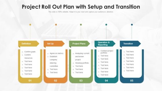 Project Roll Out Plan With Setup And Transition Ppt PowerPoint Presentation Slides Portrait PDF