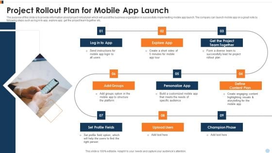 Project Rollout Plan For Mobile App Launch Ppt Summary Slides PDF