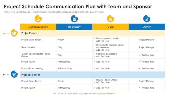 Project Schedule Communication Plan With Team And Sponsor Diagrams PDF Project Schedule Communication Plan With Team And Sponsor Diagrams PDF