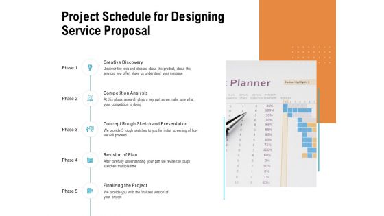 Project Schedule For Designing Service Proposal Ppt PowerPoint Presentation Summary Styles