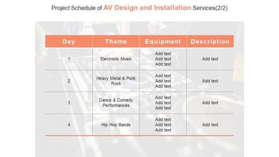 Project Schedule Of AV Design And Installation Services Ppt PowerPoint Presentation Ideas Designs Download