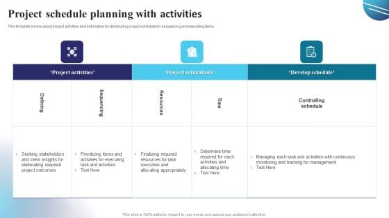 Project Schedule Planning With Activities Designs PDF