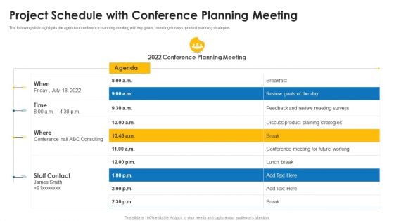 Project Schedule With Conference Planning Meeting Ppt Portfolio Design Ideas PDF