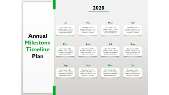 Project Scheduling Timeline Annual Milestone Timeline Plan Ppt Summary PDF