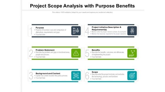 Project Scope Analysis With Purpose Benefits Ppt PowerPoint Presentation Summary Designs
