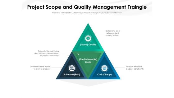 Project Scope And Quality Management Traingle Ppt PowerPoint Presentation File Graphics Template PDF