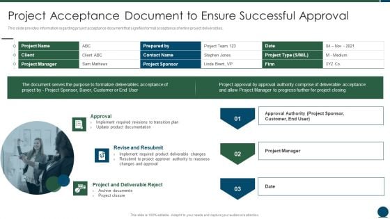 Project Scope Management Playbook Project Acceptance Document To Ensure Successful Approval Professional PDF