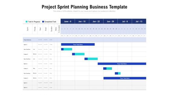 Project Sprint Planning Business Template Ppt PowerPoint Presentation Styles Graphic Tips PDF