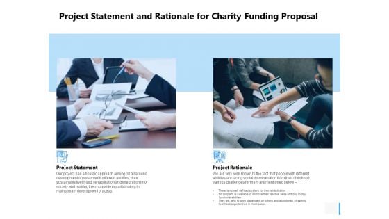 Project Statement And Rationale For Charity Funding Proposal Ppt PowerPoint Presentation Infographics Outfit