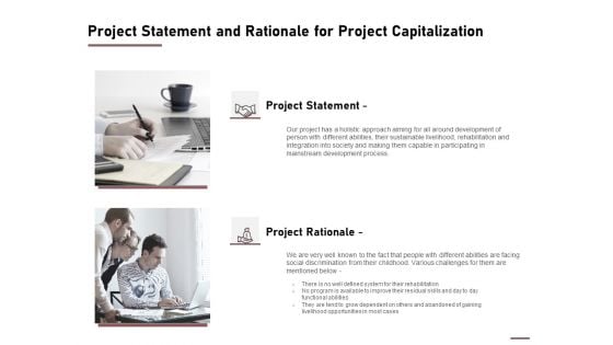 Project Statement And Rationale For Project Capitalization Ppt Inspiration Icon PDF