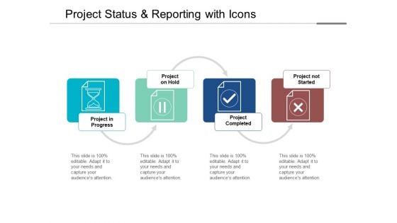 Project Status And Reporting With Icons Ppt PowerPoint Presentation Pictures Template