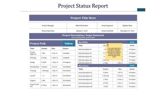Project Status Report Ppt PowerPoint Presentation Icon Graphics