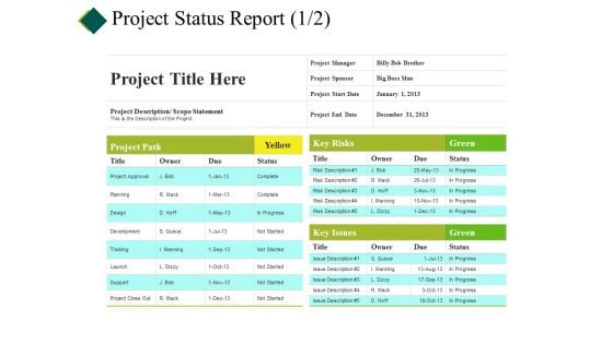 Project Status Report Ppt PowerPoint Presentation Infographics Designs Download