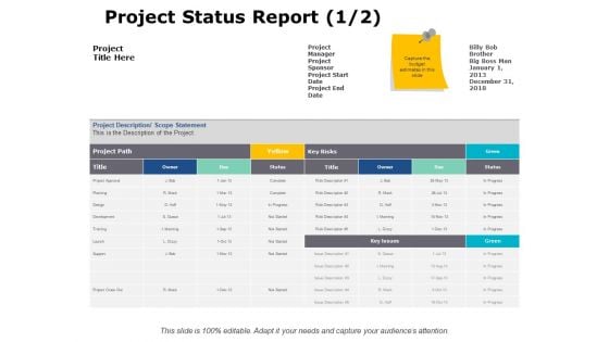 Project Status Report Ppt PowerPoint Presentation Pictures Slides