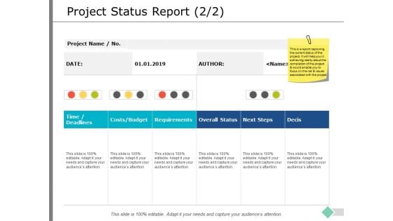 Project Status Report Requirements Ppt PowerPoint Presentation Gallery Ideas