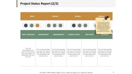 Project Status Report Requirements Ppt PowerPoint Presentation Slides Diagrams