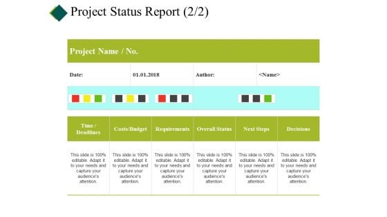 Project Status Report Template Ppt PowerPoint Presentation Infographics Ideas