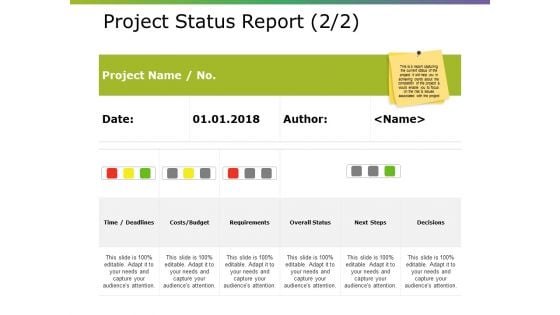 Project Status Report Template Ppt PowerPoint Presentation Layouts Background