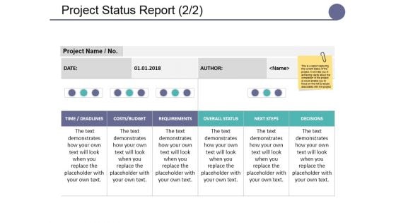 Project Status Report Template Ppt PowerPoint Presentation Model Background Designs