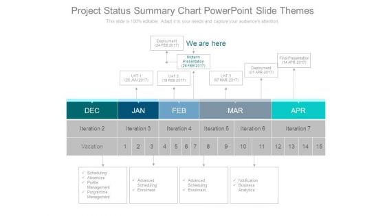 Project Status Summary Chart Powerpoint Slide Themes