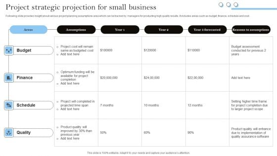 Project Strategic Projection For Small Business Template PDF