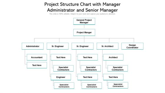 Project Structure Chart With Manager Administrator And Senior Manager Ppt PowerPoint Presentation Layouts Slideshow PDF