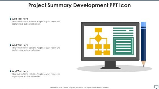 Project Summary Development PPT Icon Mockup PDF