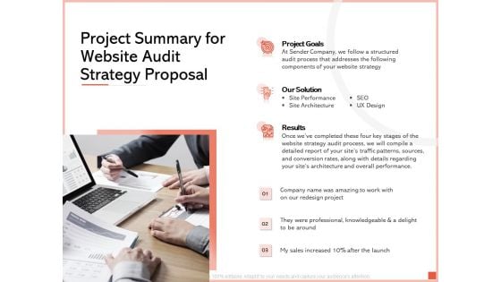 Project Summary For Website Audit Strategy Proposal Ppt Slides Example Topics PDF Project Summary For Website Audit Strategy Proposal Ppt Slides Example Topics PDF
