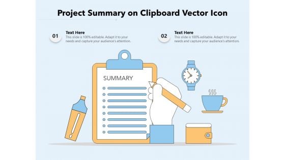 Project Summary On Clipboard Vector Icon Ppt PowerPoint Presentation Infographic Template Picture PDF